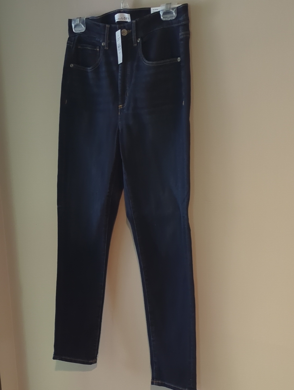 LOFT Women's Skinny High Rise Jeans in Dark Blue Wash